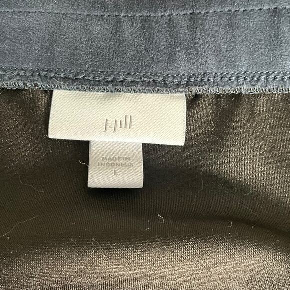 J Jill Faux Suede Pull-On Skirt Blue Large Stretch Elastic Waist Pockets Velvet - Picture 9 of 10